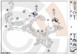 Zestaw napr. podusz. gum. wahacza poprz. diagram for BMW MINI R50 Cooper