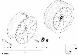 BMW LIGHT-ALLOY WHEEL STAR SPOKES 45 diagram for BMW 3 Series E46 318i