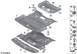 UNDERBONNET SCREEN diagram for BMW 5 Series F10 LCI 520d