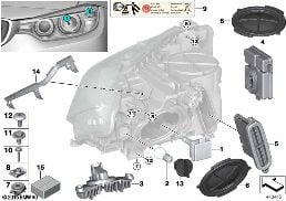 SINGLE PARTS, XENON HEADLIGHT diagram for BMW 3 Series F30 320i ed