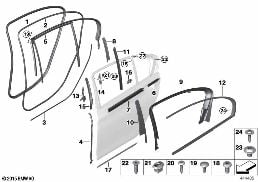 TRIM AND SEALS FOR DOOR, REAR