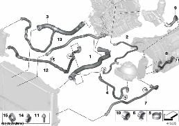 COOLING SYSTEM COOLANT HOSES diagram for BMW 1 Series F20 LCI 116i