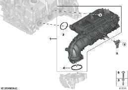 Dispositif d'admission diagram for BMW 3 Series F31 LCI 318i