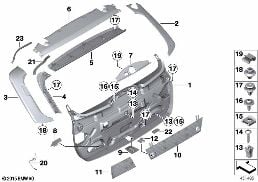 TRUNK LID TRIM PANEL diagram for BMW 3 Series F31 328i