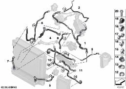 COOLING SYSTEM COOLANT HOSES diagram for BMW X6 M F86 X6 M