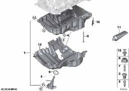 OIL PAN/OIL LEVEL INDICATOR diagram for BMW 7 Series G11 730i