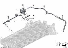 Pompa ad alta pressione/Condotti diagram for BMW 3 Series F30 LCI 340i