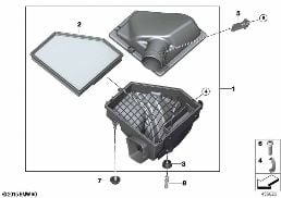 INTAKE MUFFLER/FILTER CARTRIDGE/HFM diagram for BMW 4 Series F32 LCI 420i