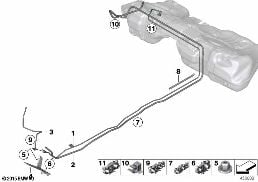 FUEL PIPES / MOUNTING PARTS diagram for BMW 3 Series F30 LCI 320i