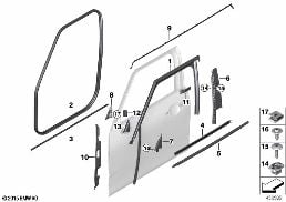 TRIM AND SEALS FOR DOOR, FRONT