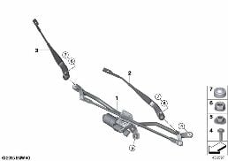 Münferit parçalar, Cam silme sistemi diagram for BMW MINI Clubman F54 One