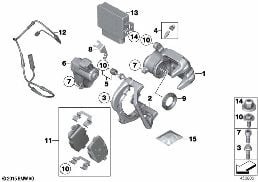 REAR BRAKE - CONTROL MODULE EMF diagram for BMW 5 Series F10 LCI 535d