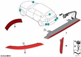 ไฟเบรกดวงที่สาม/แผ่นสะท้อนแสง diagram for BMW X5 F15 25d