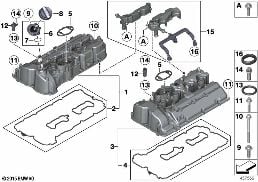 CYLINDER HEAD COVER diagram for BMW 6 Series F12 LCI 650i