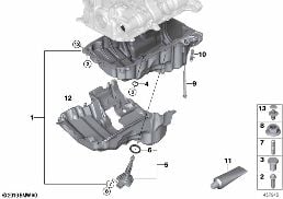 OIL PAN/OIL LEVEL INDICATOR diagram for BMW 3 Series F30 LCI 330iX