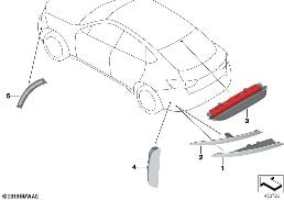 Derde remlicht / reflector diagram for BMW X6 F16 35iX