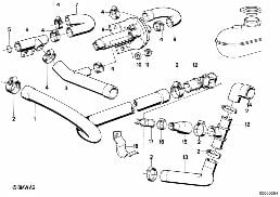 COOLING SYSTEM WATER HOSES diagram for BMW 7 Series E23 728i