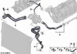 Водяной шланг системы охлаждения diagram for BMW 5 Series F10 M5