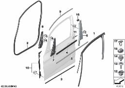 TRIM AND SEALS FOR DOOR, FRONT