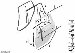 TRIM AND SEALS FOR DOOR, REAR