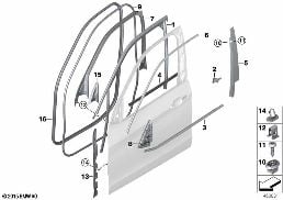 TRIM AND SEALS FOR DOOR, FRONT diagram for BMW X5 M F85 X5 M