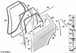 TRIM AND SEALS FOR DOOR, REAR diagram for BMW X5 M F85 X5 M