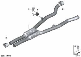 Střední tlumič výfuku diagram for BMW 7 Series G11 750i