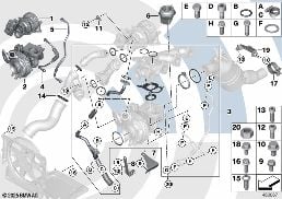 Turbocompr.et kit de montage Value Line diagram for BMW 5 Series F10 LCI 525d