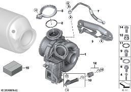 Turbosprężarka ze smarowaniem diagram for BMW X5 E70 3.0d