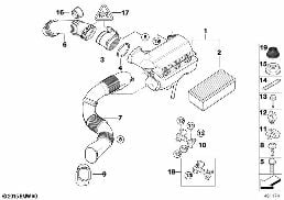 Ansauggeräuschdämpfer/Filtereinsatz/HFM diagram for BMW MINI Clubman R55 Cooper d