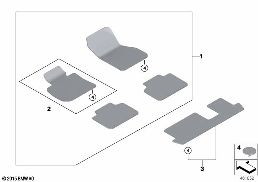 Rohožky velur diagram for BMW 2 Series F46 Gran Tourer LCI 216d