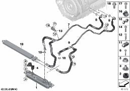 HEAT EXCH./TRANSMISSION OIL COOLER LINE diagram for BMW X6 M F86 X6 M