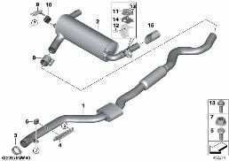 EXHAUST SYSTEM, REAR diagram for BMW 1 Series F21 LCI M140iX