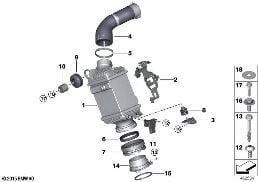 Ladeluftkühler diagram for BMW 5 Series G30 M550iX
