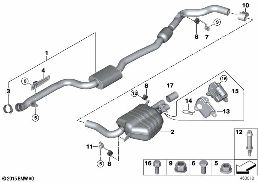 Σύστημα εξαγωγής καυσαερίων πίσω diagram for BMW 3 Series F30 LCI 330e