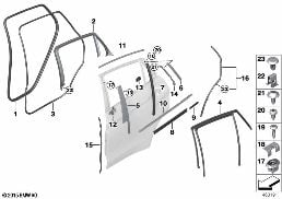 Kaplamalar ve contalar, kapı-arka diagram for BMW X6 F16 28iX