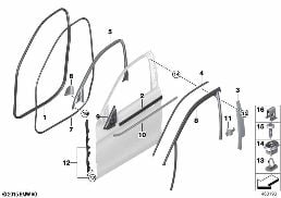 Kaplamalar ve contalar, kapı-ön diagram for BMW X6 F16 28iX