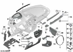 Montaj parçaları, gösterge paneli diagram for BMW MINI Clubman F54 One