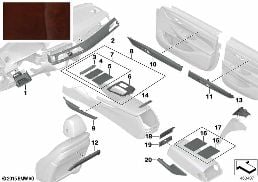 Indiv.hout gevlamd essenhout zwart/rood diagram for BMW 7 Series G11 LCI 740dX