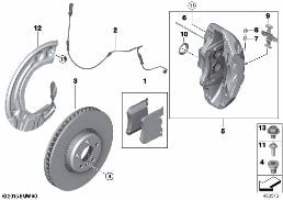 FRONT WHEEL BRAKE diagram for BMW 7 Series G11 LCI 730dX