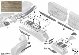 Individueel hout eucalyptus rookbruin diagram for BMW 7 Series G11 LCI 740dX