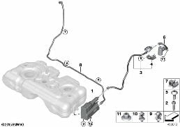 Actieve koolstoffilter/benzineventilatie diagram for BMW X1L F49 LCI X1 25LiX