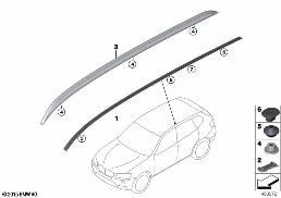 Daksierlijste/Dak reling diagram for BMW X3 F25 28iX