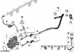 HIGH-PRESSURE PUMP/TUBING diagram for BMW 3 Series E90 LCI 335i