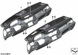 Individual dashboard leder diagram for BMW 7 Series G11 LCI 740dX