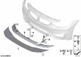 Přední spoiler diagram for BMW 4 Series F82 M4 M4 GTS