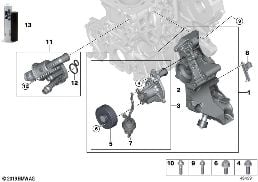 Soğ.sistemi-soğ.sıvısı pomp./termostat diagram for BMW 1 Series F21 LCI 116d