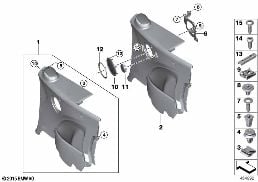 Yan bölüm kaplaması, Arka diagram for BMW MINI Cabrio F57 JCW