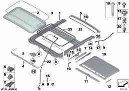 Toit ouvrant à lever diagram for BMW 3 Series F35 LCI 320Li