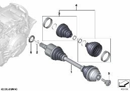 Arbre de sortie av.dr./véhic.transm.int. diagram for BMW 4 Series G23 Cabriolet LCI M440iX